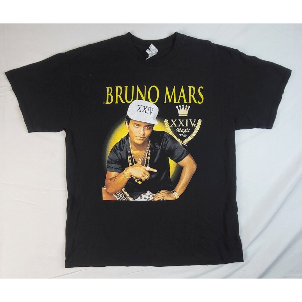Bruno Mars T Shirt Large Black 24K Magic 2017  World Tour Music Concert